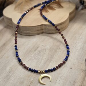 Naszyjnik 'Lunaris' z granatu i lapis lazuli